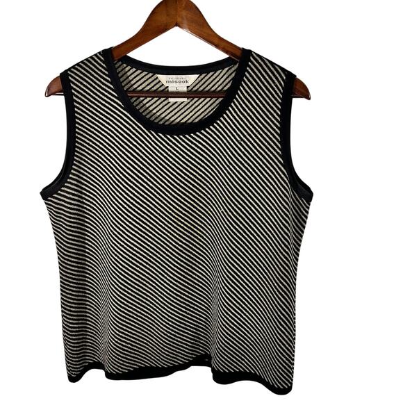 Misook 3 Pc Pantsuit Black Metallic Knit Cardigan Shell Vintage 80s L - Picture 5 of 16